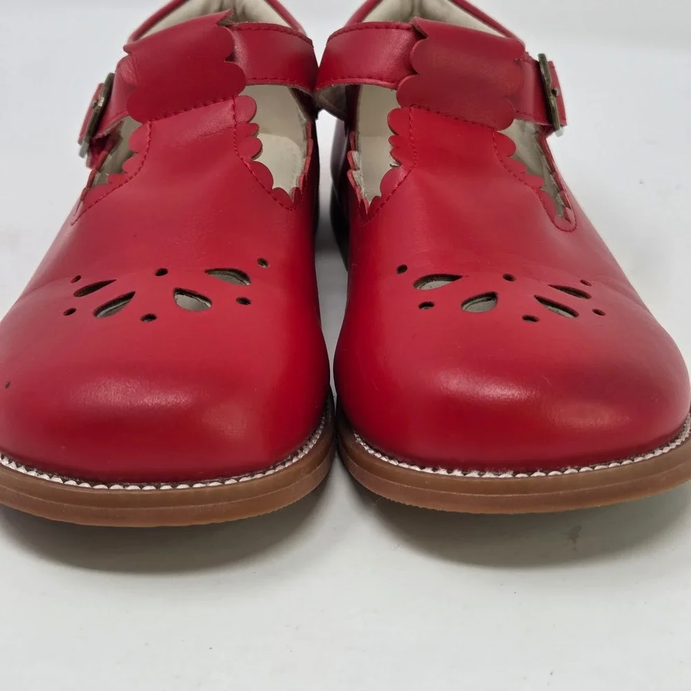 Felix & Flora Girls Red Mary Jane Scalloped T-Strap Shoes B366 Size 13 20.2cm